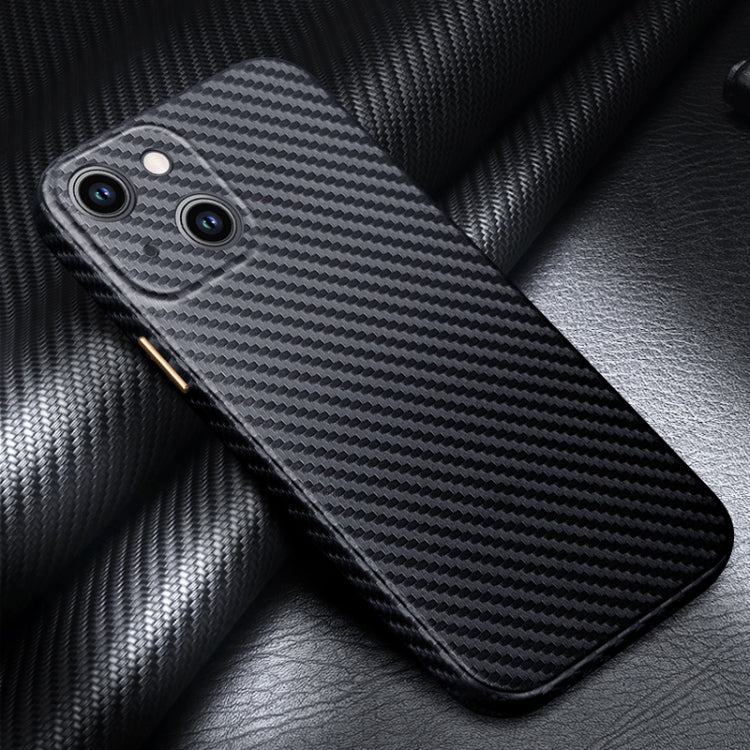 For iPhone 14 Plus R-JUST Carbon Fiber Texture Kevlar Phone Case(Black) - iPhone 14 Plus Cases by R-JUST | Online Shopping South Africa | PMC Jewellery
