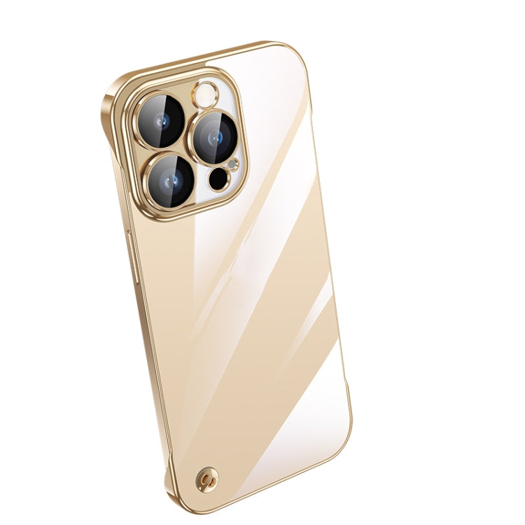 For iPhone 14 Pro Max Electroplating Frameless Clear PC Phone Case(Gold) - iPhone 14 Pro Max Cases by PMC Jewellery | Online Shopping South Africa | PMC Jewellery | Buy Now Pay Later Mobicred