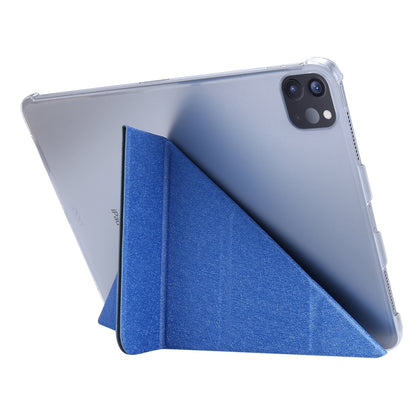 For iPad Air 13 2024 / Pro 12.9 2020 Silk Texture Horizontal Deformation Flip Leather Tablet Case with Three-folding Holder(Blue) - iPad Pro 12.9 (2020) Cases by PMC Jewellery | Online Shopping South Africa | PMC Jewellery | Buy Now Pay Later Mobicred