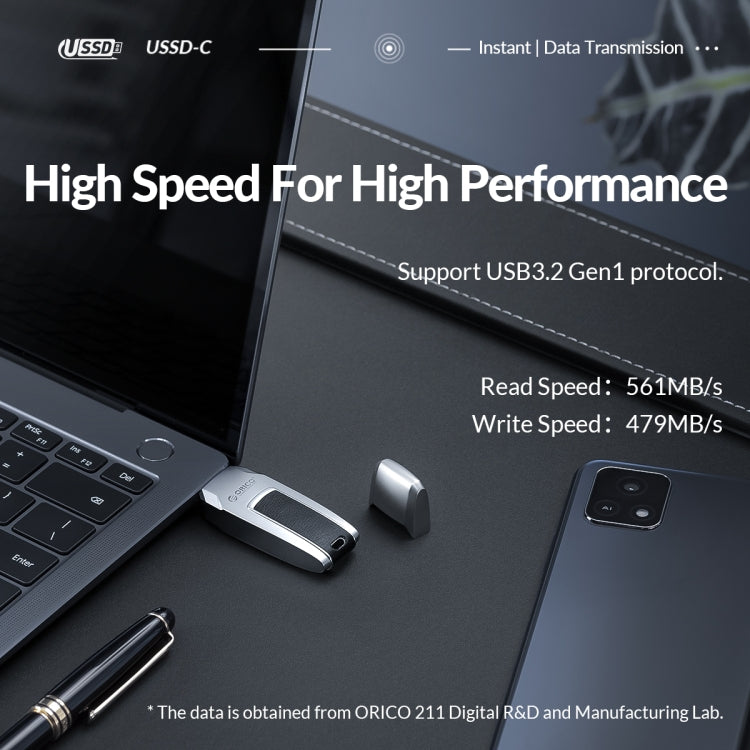ORICO USB Solid State Flash Drive, Read: 520MB/s, Write: 450MB/s, Memory:128GB, Port:USB-A(Silver) - free shipping - PMC Jewellery - Order now!