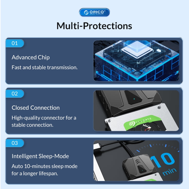 ORICO UTS2 USB 3.0 2.5-inch SATA HDD Adapter with 12V 2A Power Adapter, Cable Length:0.3m(EU Plug) - USB to IDE / SATA by ORICO | Online Shopping South Africa | PMC Jewellery | Buy Now Pay Later Mobicred