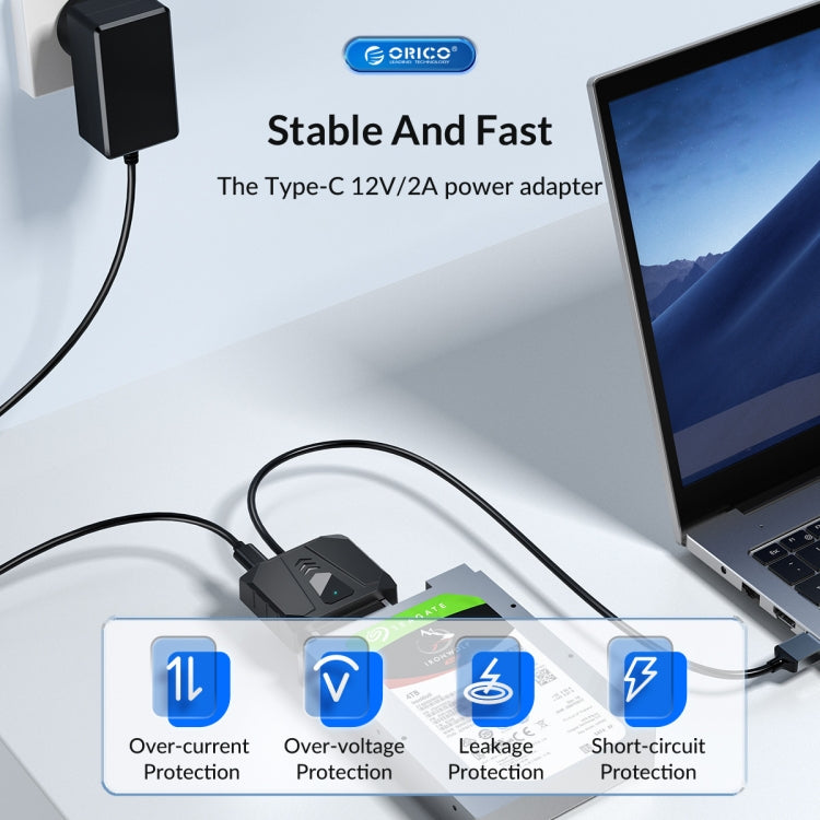 ORICO UTS2 USB 3.0 2.5-inch SATA HDD Adapter with 12V 2A Power Adapter, Cable Length:0.5m(US Plug) - USB to IDE / SATA by ORICO | Online Shopping South Africa | PMC Jewellery | Buy Now Pay Later Mobicred