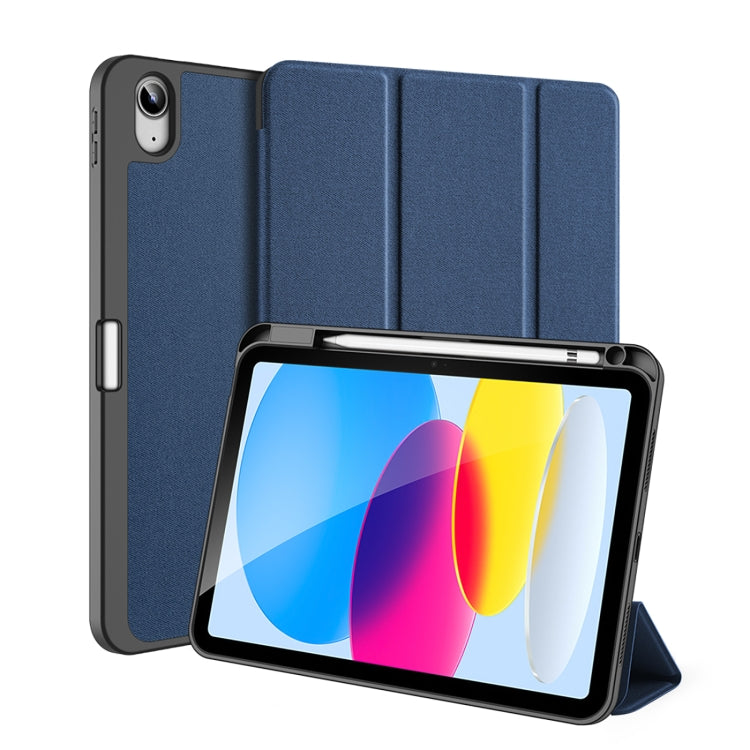 For iPad 10th Gen 10.9 2022 DUX DUCIS Domo Series Magnetic Flip Leather Tablet Case(Blue) - iPad 10th Gen 10.9 Cases by DUX DUCIS | Online Shopping South Africa | PMC Jewellery | Buy Now Pay Later Mobicred