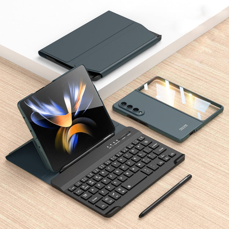 For Samsung Galaxy Z Fold4 5G Magnetic Folding Bluetooth Keyboard Leather Case(Dark Green) - Samsung Keyboard by PMC TechLife | Online Shopping South Africa | PMC TechLife