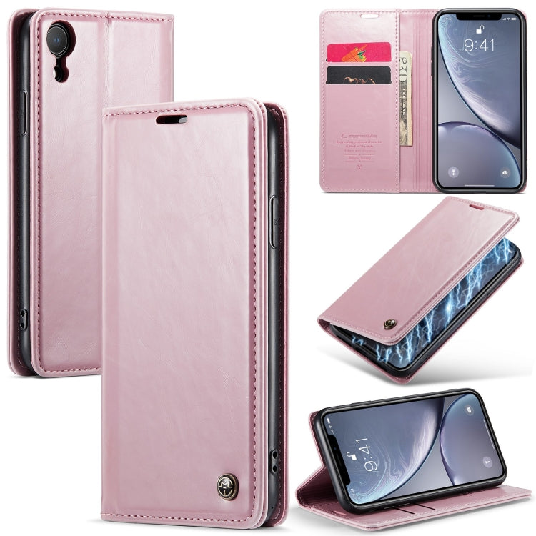 For iPhone XR CaseMe 003 Crazy Horse Texture Leather Phone Case(Pink) - More iPhone Cases by CaseMe | Online Shopping South Africa | PMC Jewellery | Buy Now Pay Later Mobicred