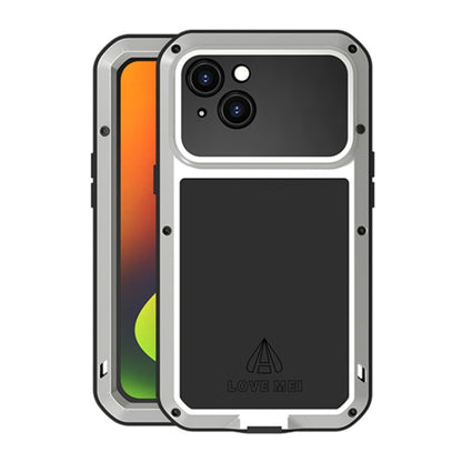 For iPhone 14 LOVE MEI Metal Shockproof Life Waterproof Dustproof Phone Case(Silver) - iPhone 14 Cases by LOVE MEI | Online Shopping South Africa | PMC Jewellery | Buy Now Pay Later Mobicred