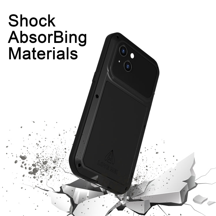 For iPhone 14 LOVE MEI Metal Shockproof Life Waterproof Dustproof Phone Case(Silver) - iPhone 14 Cases by LOVE MEI | Online Shopping South Africa | PMC Jewellery | Buy Now Pay Later Mobicred