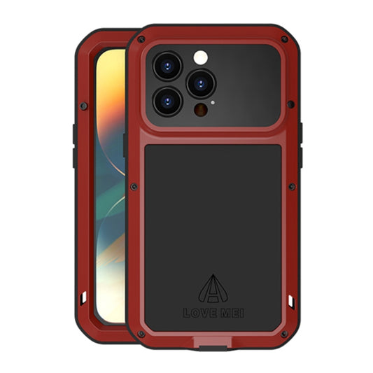 For iPhone 14 Pro LOVE MEI Metal Shockproof Life Waterproof Dustproof Phone Case(Red) - iPhone 14 Pro Cases by LOVE MEI | Online Shopping South Africa | PMC Jewellery