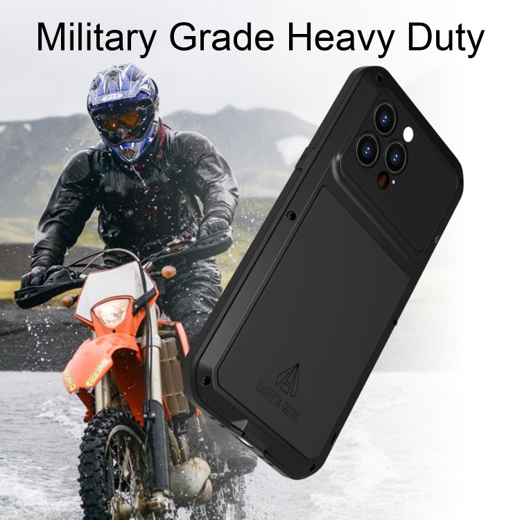 For iPhone 14 Pro LOVE MEI Metal Shockproof Life Waterproof Dustproof Phone Case(Black) - iPhone 14 Pro Cases by LOVE MEI | Online Shopping South Africa | PMC TechLife | Buy Now Pay Later Mobicred