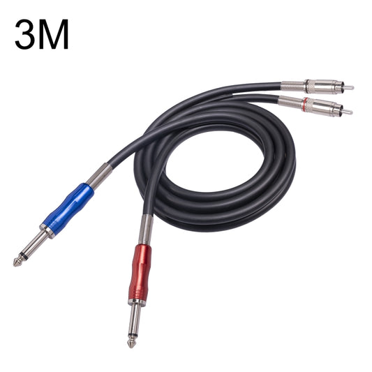 3051K63 Dual RCA Male to Dual 6.35mm 1/4 inch Male Mixer Audio Cable, Length:3m - Microphone Audio Cable & Connector by PMC Jewellery | Online Shopping South Africa | PMC Jewellery | Buy Now Pay Later Mobicred