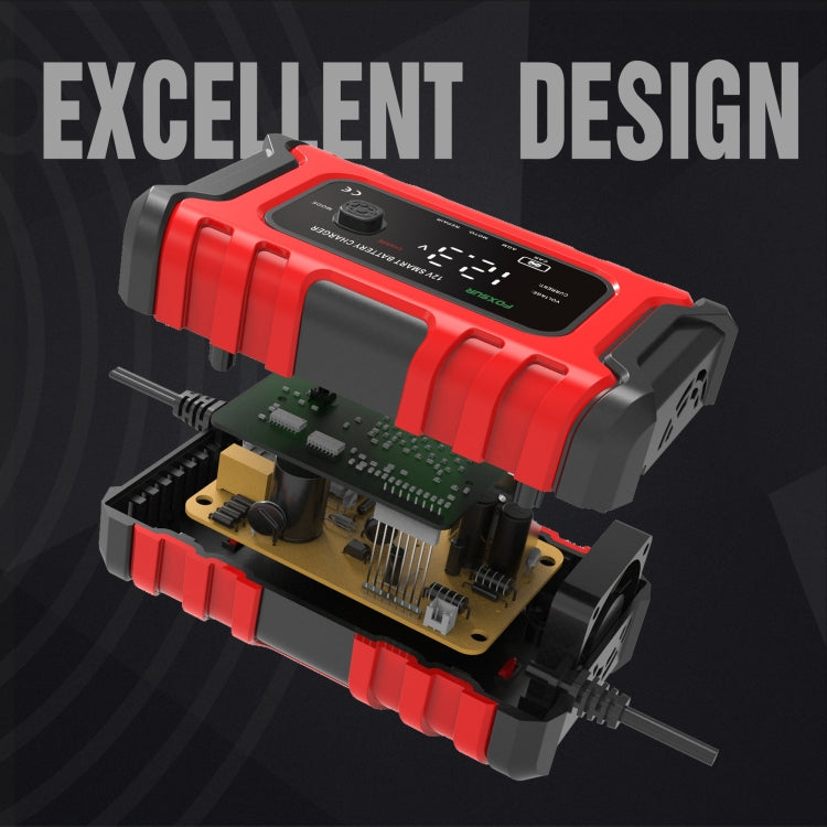 FOXSUR 6A 12V Motorcycle / Car Smart Battery Charger, Plug Type:EU Plug(Red) - free shipping - PMC TechLife - Order now!