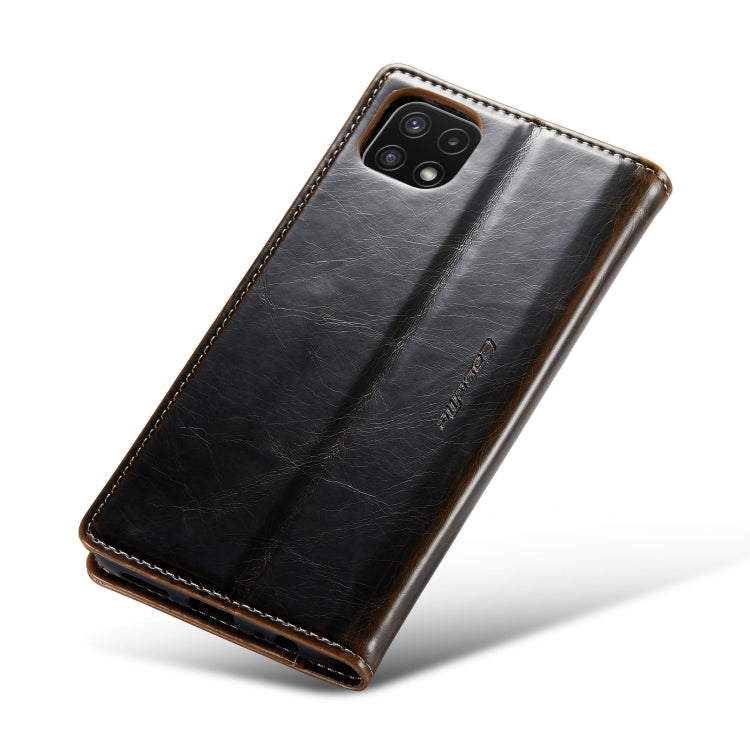 For Samsung Galaxy A22 5G / F42 5G CaseMe 003 Crazy Horse Texture Leather Phone Case(Coffee) - Galaxy Phone Cases by CaseMe | Online Shopping South Africa | PMC Jewellery | Buy Now Pay Later Mobicred