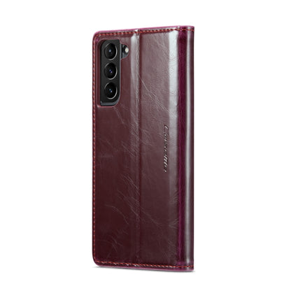 For Samsung Galaxy S22 5G CaseMe 003 Crazy Horse Texture Leather Phone Case(Wine Red) - Galaxy S22 5G Cases by CaseMe | Online Shopping South Africa | PMC Jewellery | Buy Now Pay Later Mobicred