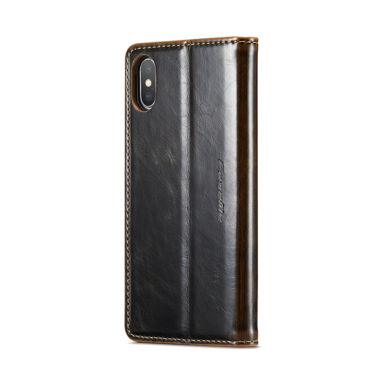 For iPhone XS Max CaseMe 003 Crazy Horse Texture Leather Phone Case(Coffee) - More iPhone Cases by CaseMe | Online Shopping South Africa | PMC Jewellery | Buy Now Pay Later Mobicred