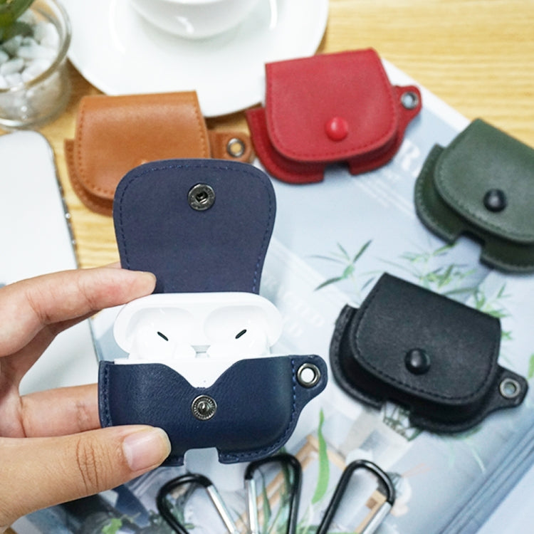 For AirPods 1 / 2 Backpack Style PU Leather Earphone Protective Case with Lanyard(Dark Blue) - For AirPods 1/2 by PMC Jewellery | Online Shopping South Africa | PMC Jewellery | Buy Now Pay Later Mobicred