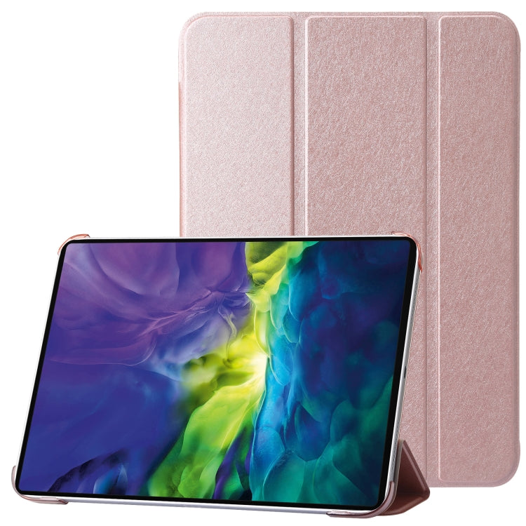 For iPad 10th Gen 10.9 2022 Silk Texture Three-fold Horizontal Flip Leather Tablet Case(Rose Gold) - iPad 10th Gen 10.9 Cases by PMC Jewellery | Online Shopping South Africa | PMC Jewellery