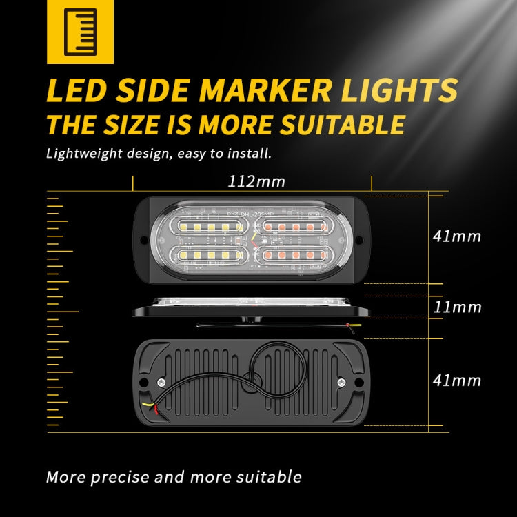 2pcs DC12-24V 3.2W Car 20LED Ultra-thin Strobe Light(White + Yellow Light) - Warning Lights by PMC TechLife | Online Shopping South Africa | PMC TechLife | Buy Now Pay Later Mobicred