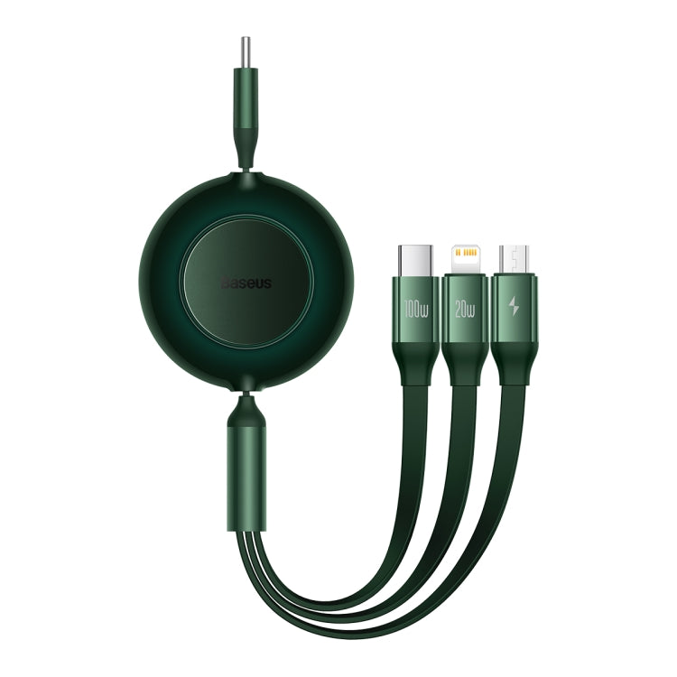 Baseus Bright Mirror 3 in 1 USB-C / Type-C 100W Telescopic Data Cable, Length: 1.2m(Dark Green) - Multifunction Cable by Baseus | Online Shopping South Africa | PMC Jewellery | Buy Now Pay Later Mobicred