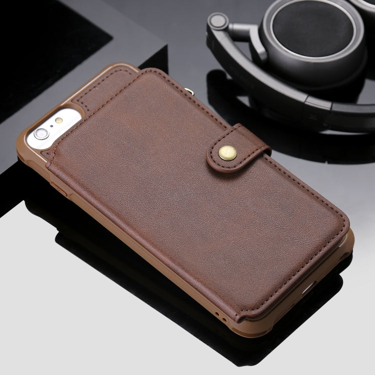 For iPhone 7 Plus / 8 Plus Zipper Shockproof Protective Case with Card Slots & Bracket & Photo Holder & Wallet Function(Coffee) - More iPhone Cases by PMC TechLife | Online Shopping South Africa | PMC TechLife