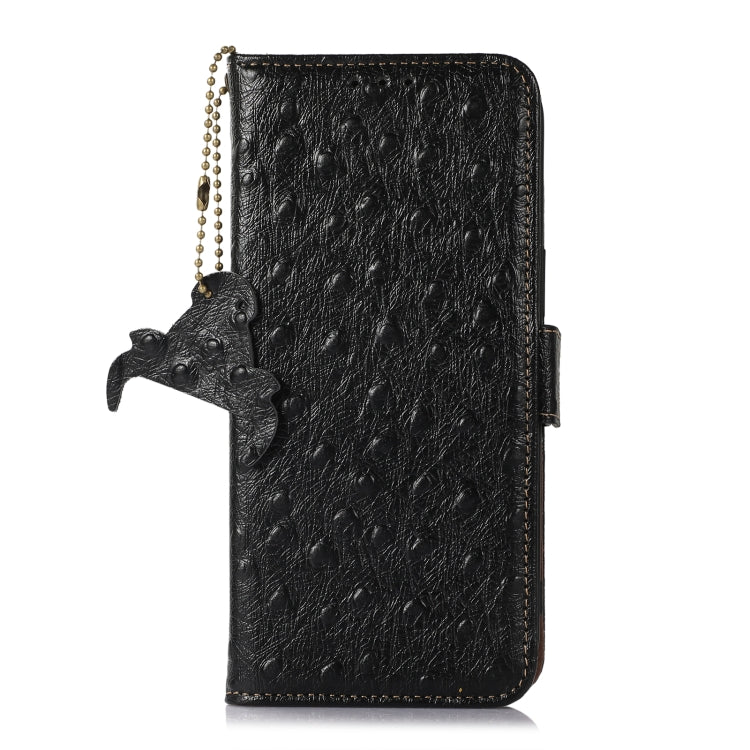 For Google Pixel 7 Pro Ostrich Pattern Genuine Leather RFID Phone Case(Black) - Google Cases by PMC TechLife | Online Shopping South Africa | PMC TechLife | Buy Now Pay Later Mobicred