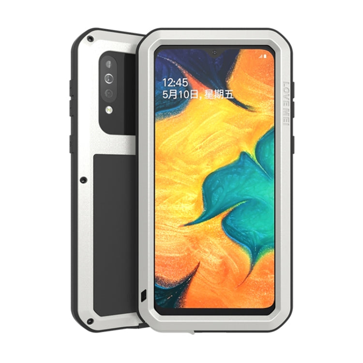 For Galaxy A40s LOVE MEI Metal Shockproof Waterproof Dustproof Protective Case(Silver) - Galaxy Phone Cases by LOVE MEI | Online Shopping South Africa | PMC Jewellery | Buy Now Pay Later Mobicred