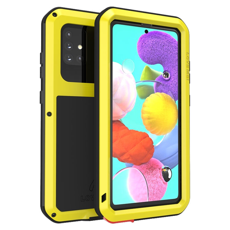 For Galaxy A51 LOVE MEI Metal Shockproof Waterproof Dustproof Protective Case(Yellow) - Galaxy Phone Cases by LOVE MEI | Online Shopping South Africa | PMC Jewellery