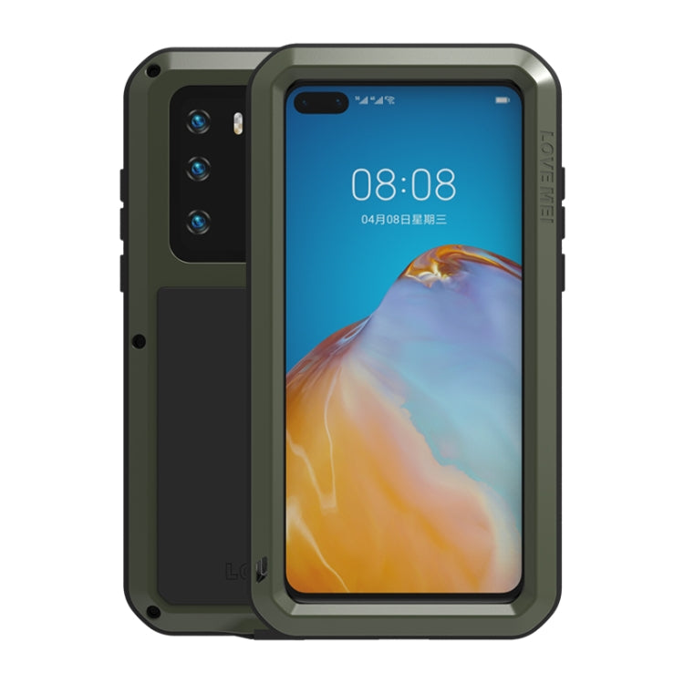 For Huawei P40 LOVE MEI Metal Shockproof Waterproof Dustproof Protective Case(Army Green) - Huawei Cases by LOVE MEI | Online Shopping South Africa | PMC Jewellery