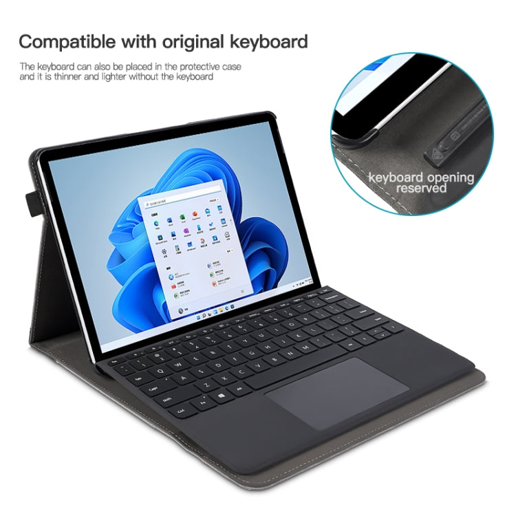 For Microsoft Surface Pro 8 Cloth Texture Stitching Leather Tablet Case(Grey Blue) - Others by PMC TechLife | Online Shopping South Africa | PMC TechLife | Buy Now Pay Later Mobicred