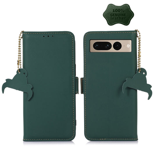 For Google Pixel 7 Pro Genuine Leather Magnetic RFID Leather Phone Case(Green) - Google Cases by PMC Jewellery | Online Shopping South Africa | PMC Jewellery | Buy Now Pay Later Mobicred