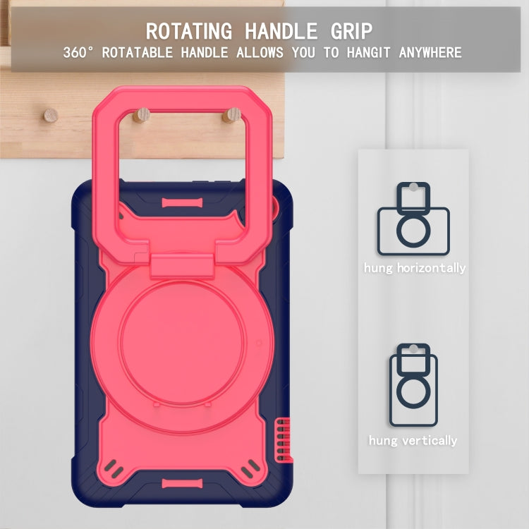 For Amazon Kindle Fire 7 2022 Silicone + PC Bracelet Holder Tablet Case(Navy Blue + Rose Red) - Amazon by PMC TechLife | Online Shopping South Africa | PMC TechLife | Buy Now Pay Later Mobicred
