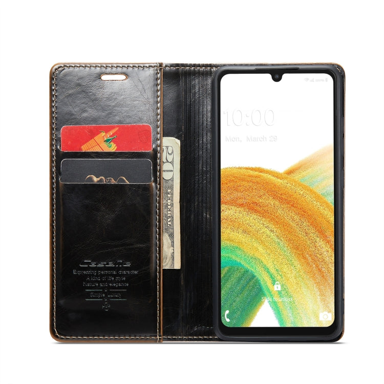 For Samsung Galaxy A33 5G CaseMe 003 Crazy Horse Texture Leather Phone Case(Coffee) - Galaxy Phone Cases by CaseMe | Online Shopping South Africa | PMC Jewellery | Buy Now Pay Later Mobicred