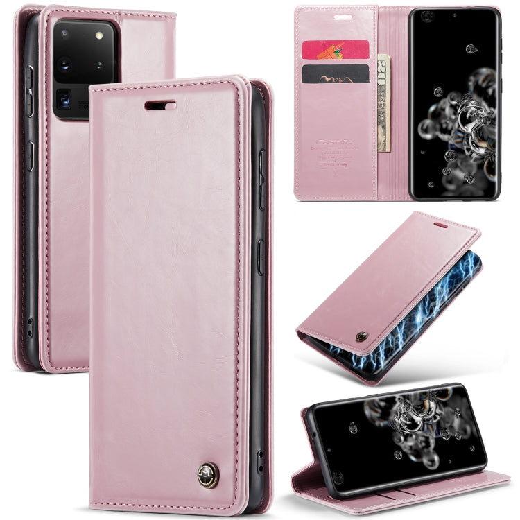 For Samsung Galaxy S20 Ultra CaseMe 003 Crazy Horse Texture Leather Phone Case(Rose Gold) - Galaxy Phone Cases by CaseMe | Online Shopping South Africa | PMC Jewellery | Buy Now Pay Later Mobicred