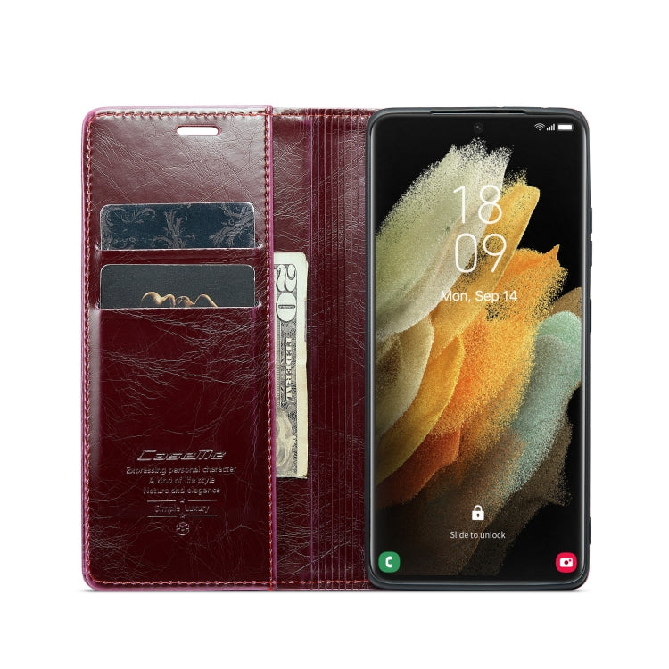 For Samsung Galaxy S21 Ultra 5G CaseMe 003 Crazy Horse Texture Leather Phone Case(Wine Red) - Galaxy S21 Ultra 5G Cases by CaseMe | Online Shopping South Africa | PMC Jewellery | Buy Now Pay Later Mobicred