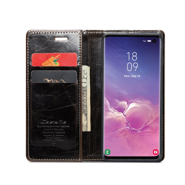 For Samsung Galaxy S10 CaseMe 003 Crazy Horse Texture Leather Phone Case(Coffee) - Galaxy Phone Cases by CaseMe | Online Shopping South Africa | PMC Jewellery | Buy Now Pay Later Mobicred