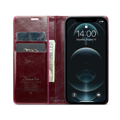 For iPhone 12 CaseMe 003 Crazy Horse Texture Leather Phone Case(Red) - iPhone 12 / 12 Pro Cases by CaseMe | Online Shopping South Africa | PMC Jewellery | Buy Now Pay Later Mobicred