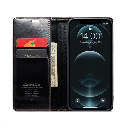 For iPhone 12 Pro CaseMe 003 Crazy Horse Texture Leather Phone Case(Black) - iPhone 12 / 12 Pro Cases by CaseMe | Online Shopping South Africa | PMC Jewellery | Buy Now Pay Later Mobicred