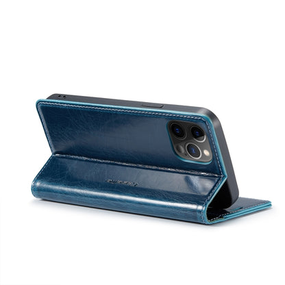 For iPhone 12 Pro Max CaseMe 003 Crazy Horse Texture Leather Phone Case(Blue) - iPhone 12 Pro Max Cases by CaseMe | Online Shopping South Africa | PMC Jewellery | Buy Now Pay Later Mobicred