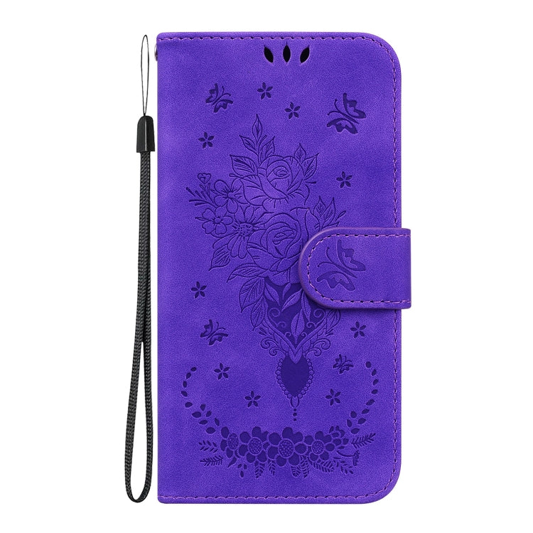 For Huawei nova Y70 Plus Butterfly Rose Embossed Leather Phone Case(Purple) - Huawei Cases by PMC TechLife | Online Shopping South Africa | PMC TechLife