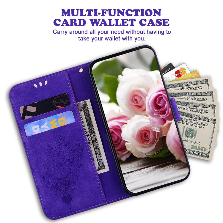 For Huawei nova Y70 Plus Butterfly Rose Embossed Leather Phone Case(Purple) - Huawei Cases by PMC TechLife | Online Shopping South Africa | PMC TechLife