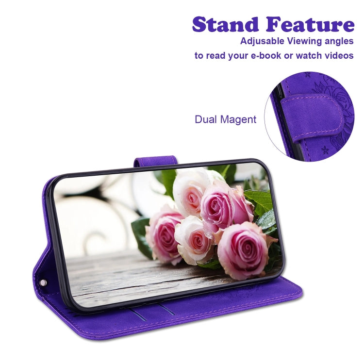 For Huawei nova Y70 Plus Butterfly Rose Embossed Leather Phone Case(Purple) - Huawei Cases by PMC TechLife | Online Shopping South Africa | PMC TechLife