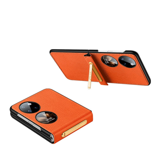 For Huawei P50 Pocket SULADA Invisible Bracket Leather Back Cover Phone Case(Orange) - Huawei Cases by SULADA | Online Shopping South Africa | PMC Jewellery | Buy Now Pay Later Mobicred