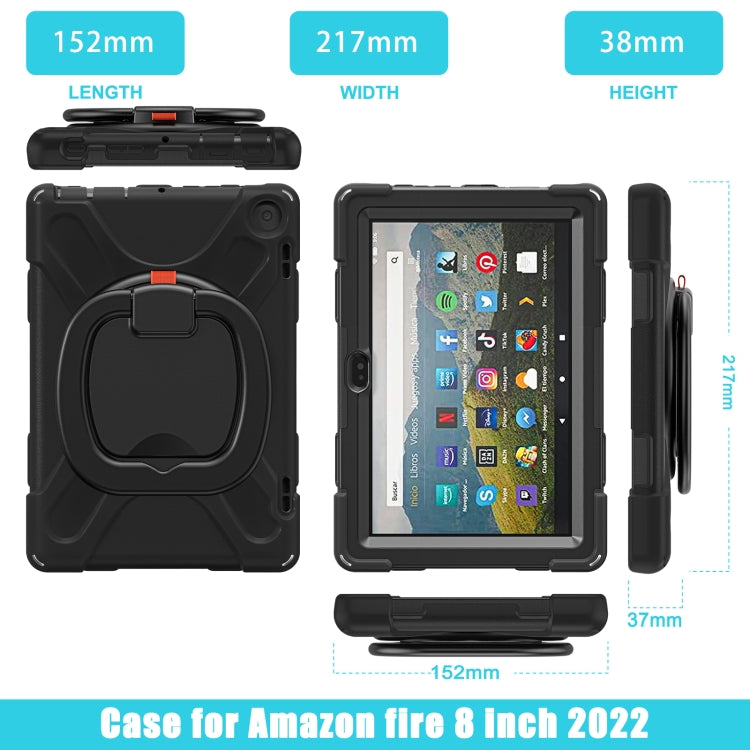 For Amazon Fire HD 8 2022 Silicone + PC Protective Tablet Case with Holder & Shoulder Strap(Black) - Amazon by PMC TechLife | Online Shopping South Africa | PMC TechLife | Buy Now Pay Later Mobicred