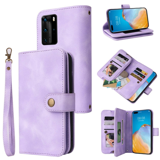 For Huawei P40 Pro Multifunctional Card Slot Zipper Wallet Leather Phone Case(Purple) - Huawei Cases by PMC Jewellery | Online Shopping South Africa | PMC Jewellery | Buy Now Pay Later Mobicred