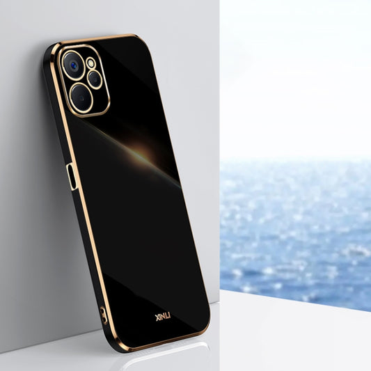 For Realme 9i 5G XINLI Straight 6D Plating Gold Edge TPU Phone Case(Black) - Realme Cases by PMC Jewellery | Online Shopping South Africa | PMC Jewellery | Buy Now Pay Later Mobicred