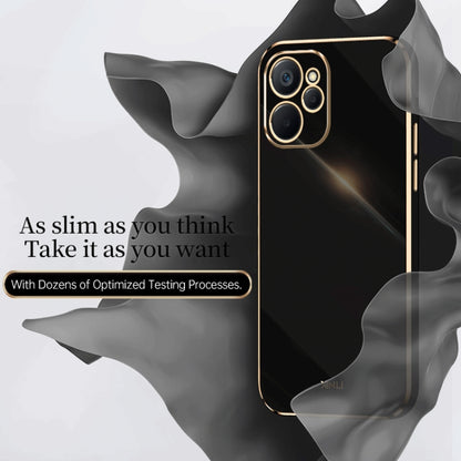 For Realme 9i 5G XINLI Straight 6D Plating Gold Edge TPU Phone Case(Black) - Realme Cases by PMC Jewellery | Online Shopping South Africa | PMC Jewellery | Buy Now Pay Later Mobicred
