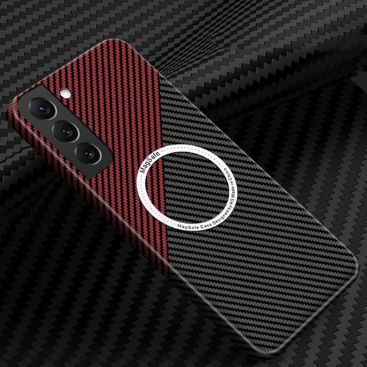 For Samsung Galaxy S23 5G Carbon Fiber Texture MagSafe Magnetic Phone Case(Black Red) - Galaxy S23 5G Cases by PMC Jewellery | Online Shopping South Africa | PMC Jewellery