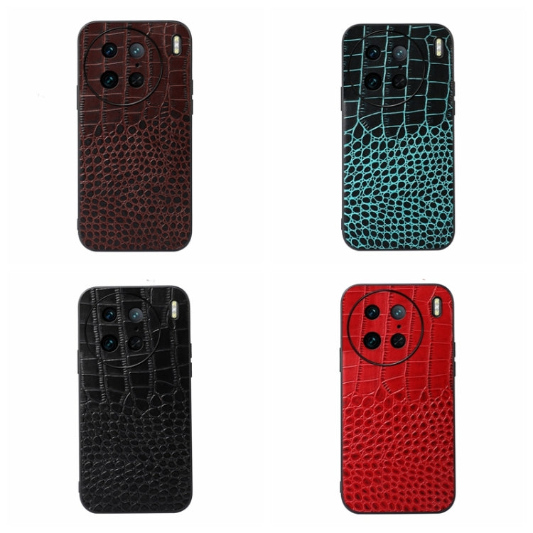 For vivo X90 Pro Crocodile Texture Genuine Leather Phone Case(Coffee) - vivo Cases by PMC TechLife | Online Shopping South Africa | PMC TechLife