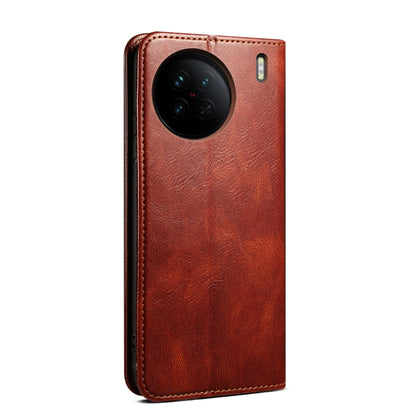 For vivo X90 Oil Wax Crazy Horse Texture Leather Phone Case(Brown) - vivo Cases by PMC Jewellery | Online Shopping South Africa | PMC Jewellery