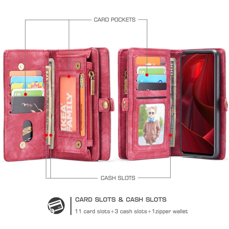 For Galaxy A51 4G CaseMe-008 Detachable Multifunctional Horizontal Flip Leather Case with Card Slot & Holder & Zipper Wallet & Photo Frame(Red) - Galaxy Phone Cases by CaseMe | Online Shopping South Africa | PMC Jewellery | Buy Now Pay Later Mobicred