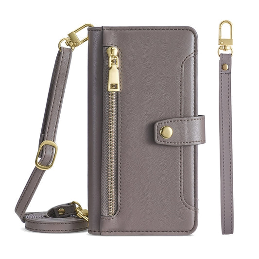 For Huawei P Smart Z / Enjoy 10 Plus Sheep Texture Cross-body Zipper Wallet Leather Phone Case(Grey) - Huawei Cases by PMC Jewellery | Online Shopping South Africa | PMC Jewellery | Buy Now Pay Later Mobicred